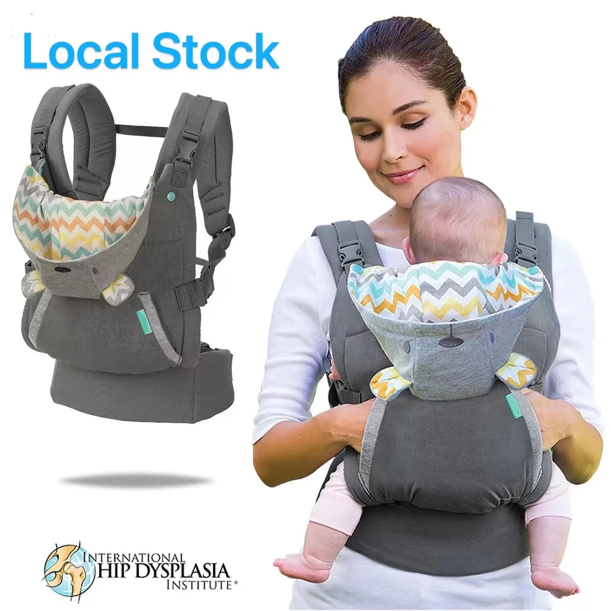 Ergonomic Baby Carrier with Teddy Bear Hood - 0 to 24 Months