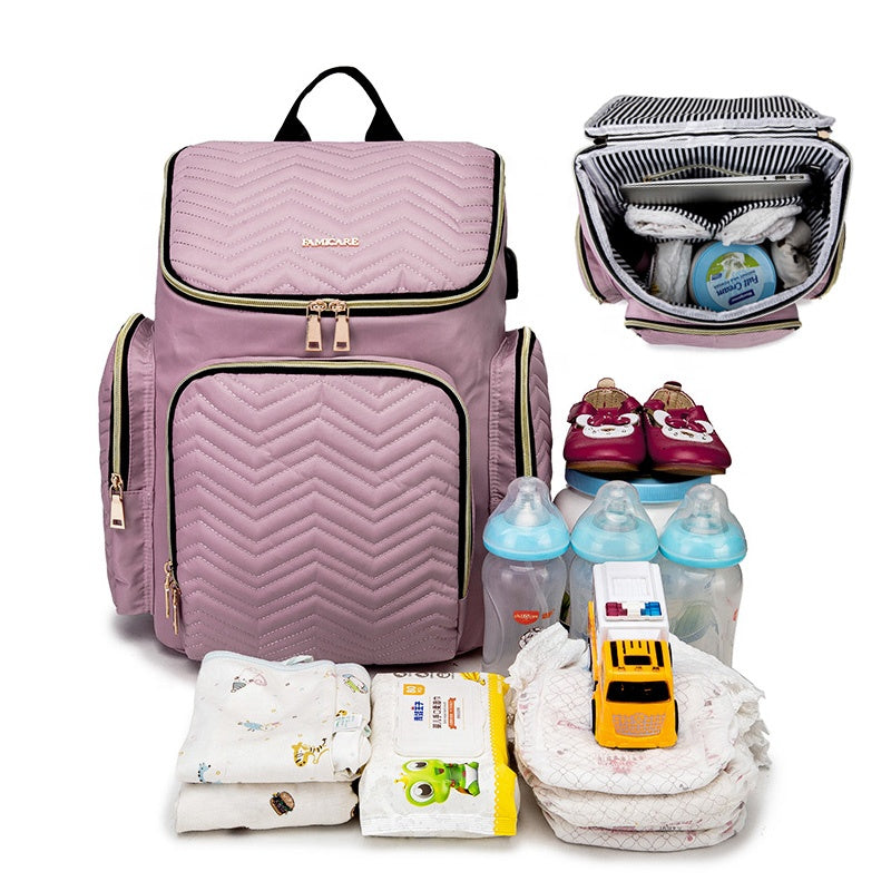 FamiCare Embroidered Multifunction Diaper Bag Backpack