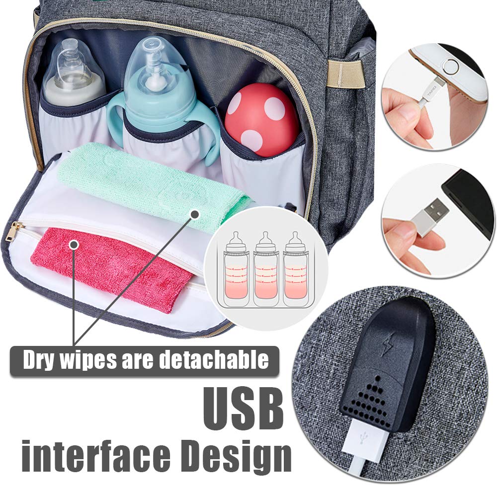 Extra Large 3-in-1 Diaper Bag Backpack with Changing Station