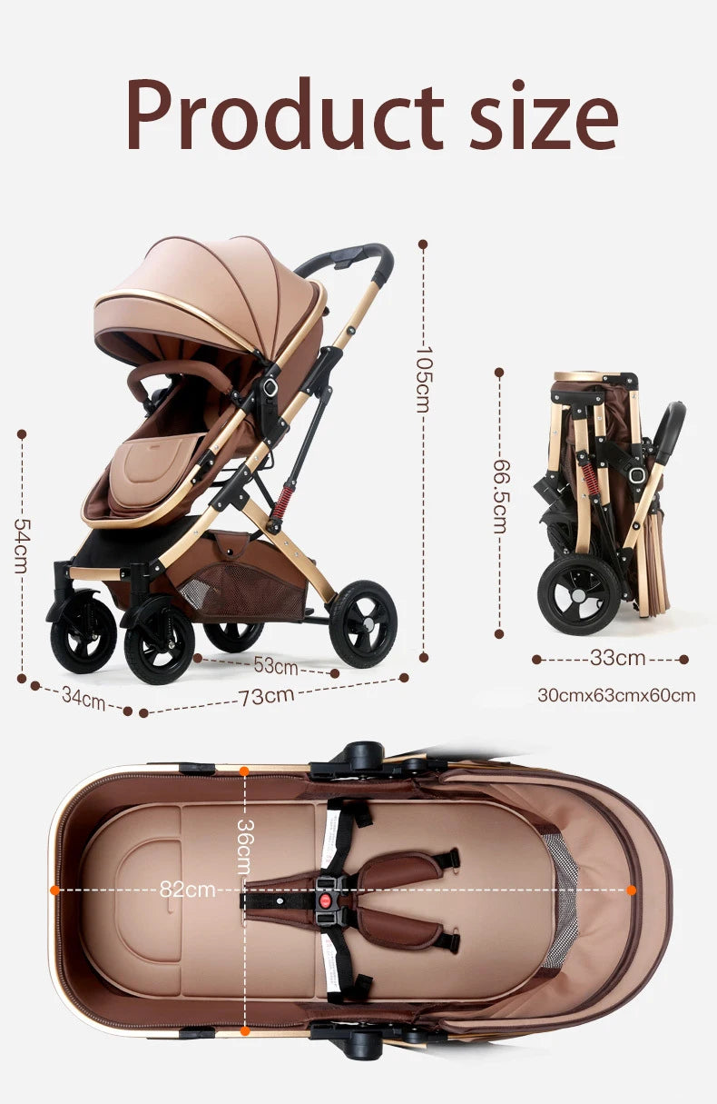 3-in-1 Foldable Pram Baby Stroller - Newborn to 36 months