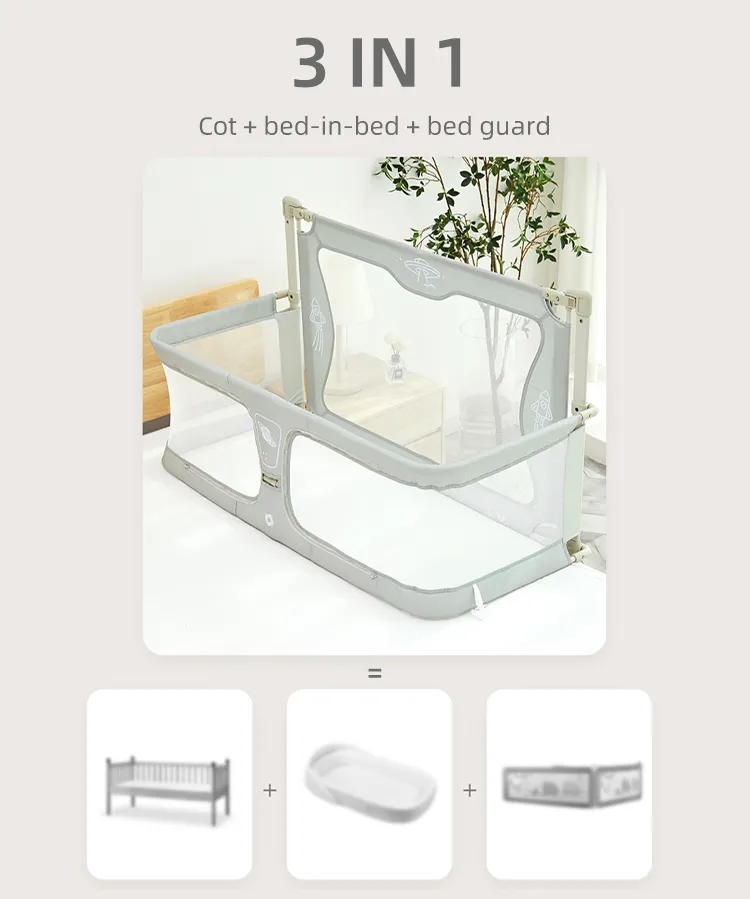 3 in 1 Baby Co-sleeping Bassinet with Guardrail