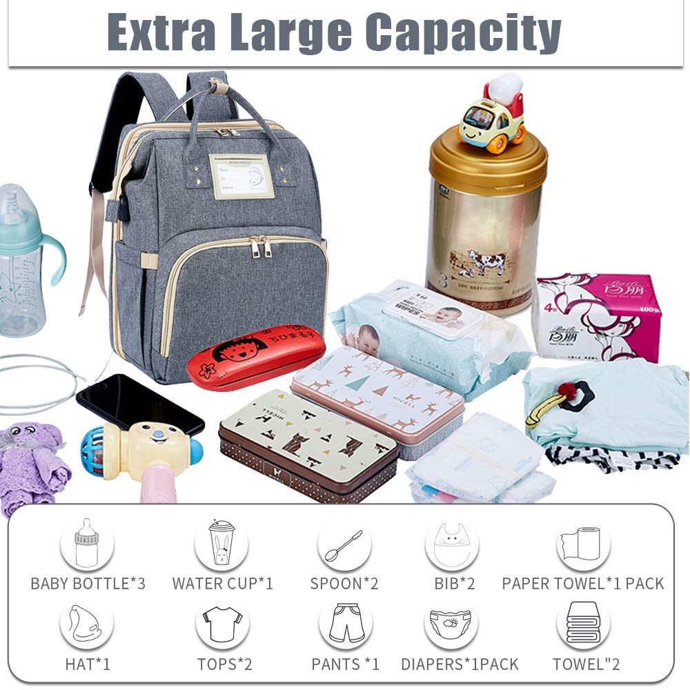 Extra Large 3-in-1 Diaper Bag Backpack with Changing Station