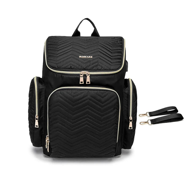 FamiCare Embroidered Multifunction Diaper Bag Backpack