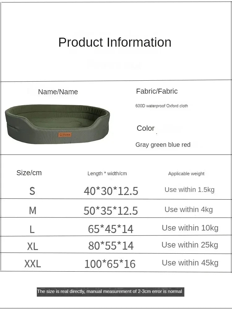 Washable Orthopedic Dog Bed with Bolster